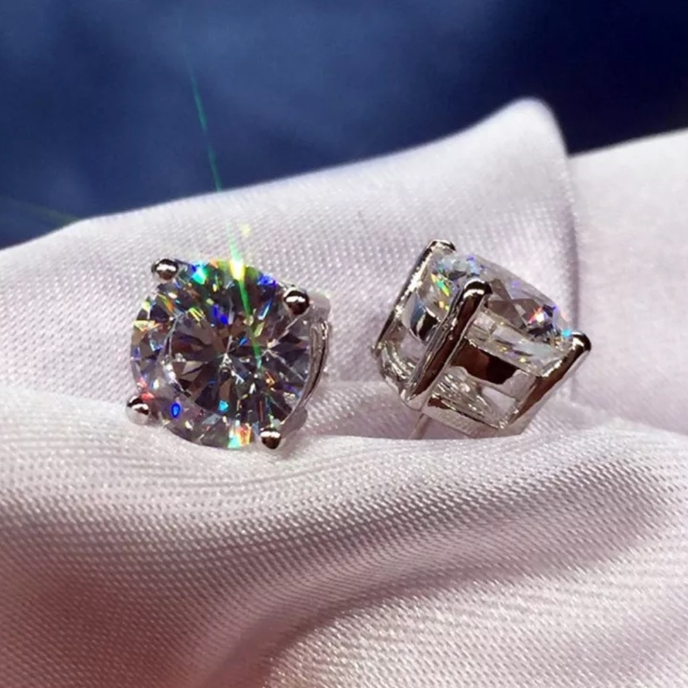 925 stamps sterling silver CZ Earring - Picture 2 of 4